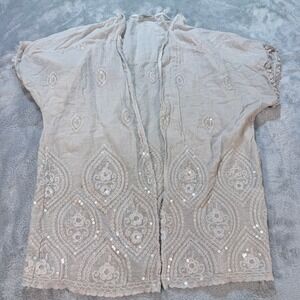 Valentina Naldi Embellished Cotton Kimono Cardigan Top Made in Italy One Size